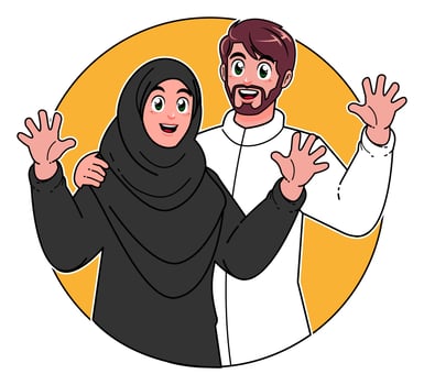 Happy Saud Arabian Muslim couple vector