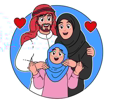 Happy Saudi Arabia family vector