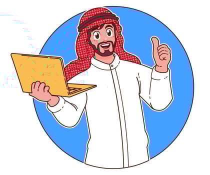 Saudi Arabia businessman carrying laptop vector