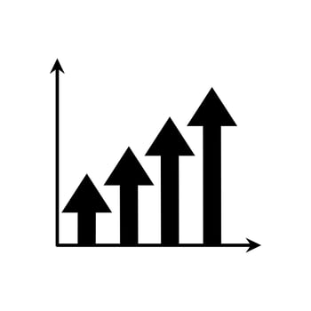 Up arrow icon vector. profit graph illustration sing. cash income symbol. Money logo. vector