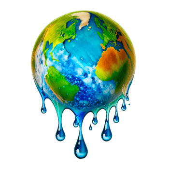 melting world isolated on transparent background png