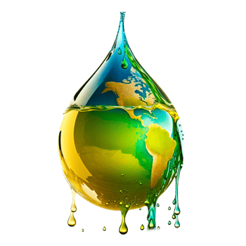 earth globe in water drop form png