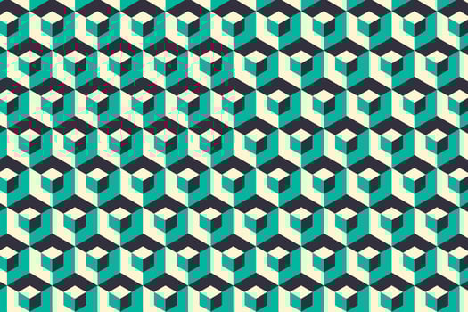 3d optical illusion cubic block pattern. Vector background.