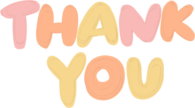 Gouache Thank you typography png
