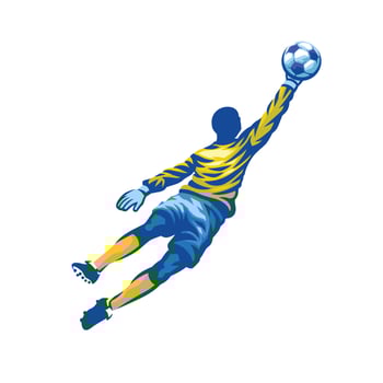 Soccer Goalkeeper catching the ball vector