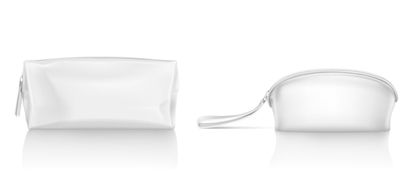 White cosmetic bag with zipper for makeup vector