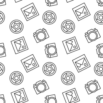 Picture, Photo Camera and Camera Shutter Seamless Pattern for Printing and Wrapping vector