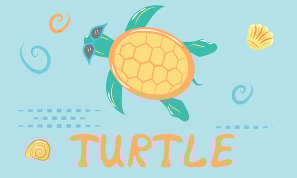 Funny turtle with glasses with a painted name vector