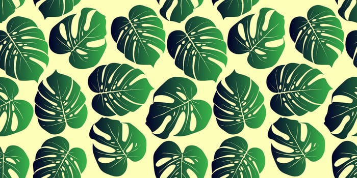 Tropical background with monstera leaves. Seamless floral exotic hawaiian pattern. Jungle  palm wallpaper. vector