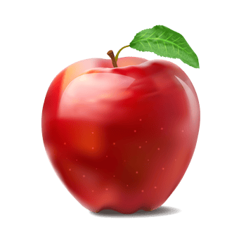 3D Red Apple Png with Green Leaf