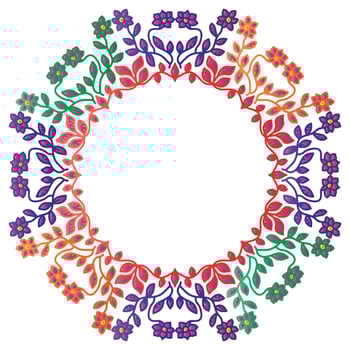 Mandala round frame with flowers and leaf vector