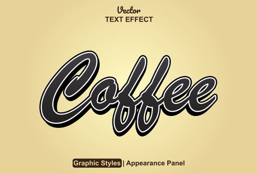 coffee text effect with black graphic style and editable. vector