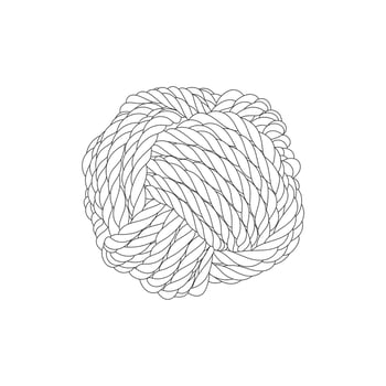 Rope Knots Borders Black Thin Line art Design Element. Vector illustration of Rope Knot