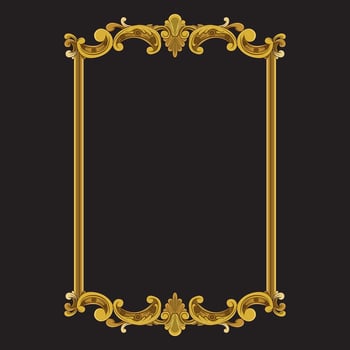 Hand drawn vintage golden floral frame vector
