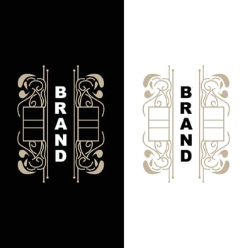 Elegant Minimalist Ornament Logo Template Luxury Ornament Wedding Decoration Business, Batik Style Invitation, Batik, Frasion, Initial Brand Design vector