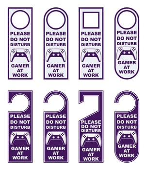 do not disturb handle knob tags gamer in work signage labels signs card prohibition door hanger printable card template design vector