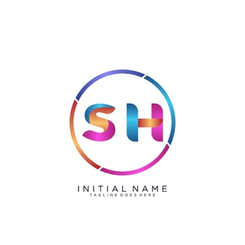 Letter SH colorfull logo premium elegant template vector