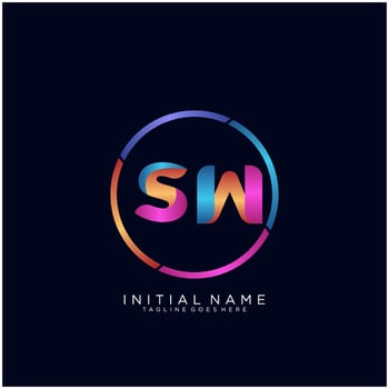 Letter SW colorfull logo premium elegant template vector