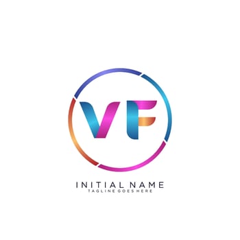 Letter VF colorfull logo premium elegant template vector