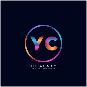 Letter YC colorfull logo premium elegant template vector