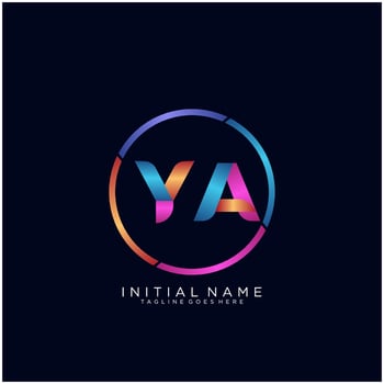 Letter YA colorfull logo premium elegant template vector