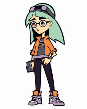 anime girl with green hair vector