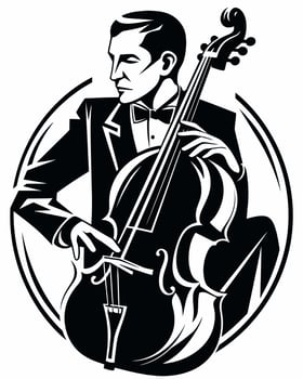 Cello player black and white vector