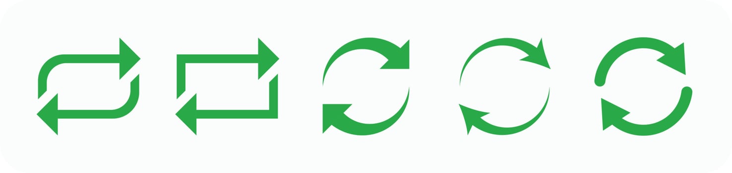 Repeat eco green icon set.  Double arrow sign icons set EPS10 - Vector