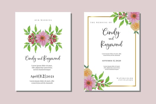 Wedding Invitation Pink Flower vector