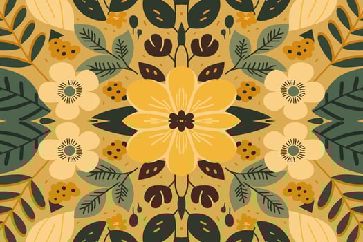 Floral seamless pattern light yellow tone background. Abstract graphic line modern elegant minimal vintage retro style. Design for fabric texture textile print art background wallpaper tile backdrop. vector