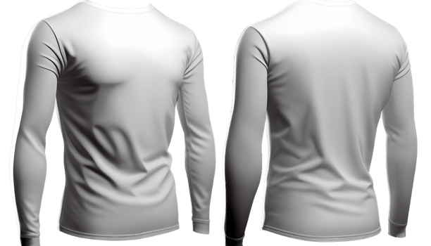 white t shirt template, Long sleeve Round neck, png