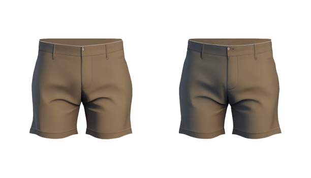 Khaki Shorts 3d render, Front and back, copy space, png
