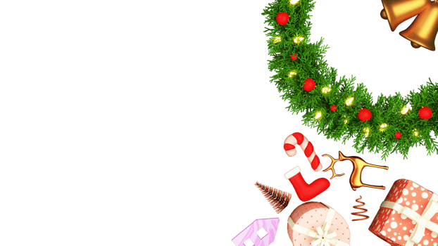 3D Render Top View Of Christmas Festival Elements Decorated Background. png