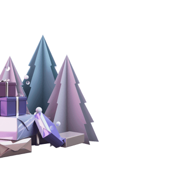 Paper Cut Xmas Trees With Stack Of Gift Boxes Element. 3D Rendering. png