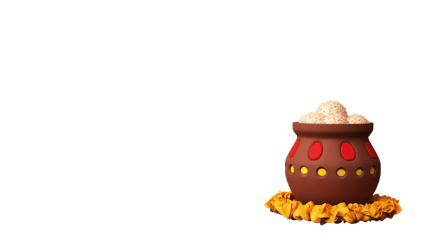 3D Render Clay Pot Full Of Indian Sweet Element. png