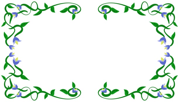 Background illustration of a green leaf twig frame motif vector