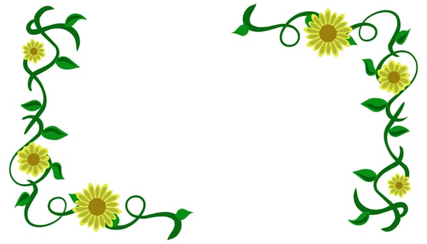 Sunflower motif illustration frame background vector