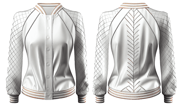 Baseball jacket for ladies long sleeve, print mockup, 3d render, Front and back, copy space, png