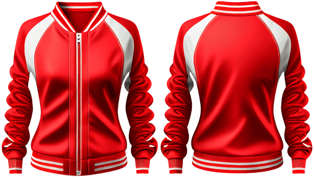 Baseball jacket for ladies long sleeve, print mockup, 3d render, Front and back, copy space, png