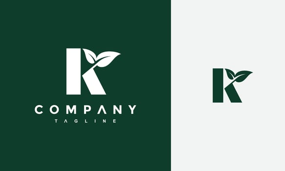 letter k leaf logo vector