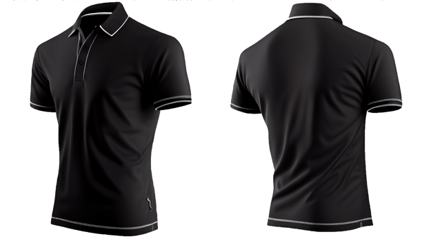 Polo shirt short Sleeve print mockup, 3d render, Front and back, copy space, png