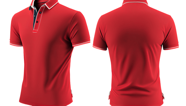 Polo shirt short Sleeve print mockup, 3d render, Front and back, copy space, png