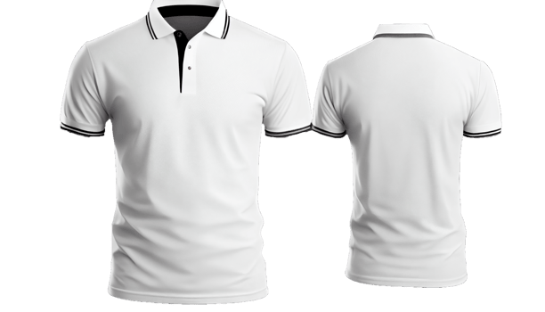 Polo shirt short Sleeve print mockup, 3d render, Front and back, copy space, png