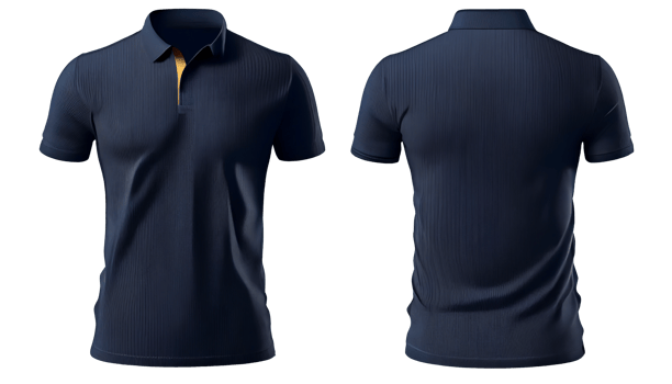 Polo shirt short Sleeve print mockup, 3d render, Front and back, copy space, png