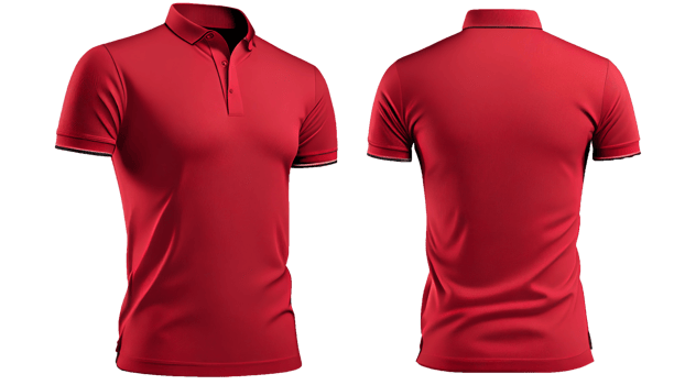 Polo shirt short Sleeve print mockup, 3d render, Front and back, copy space, png