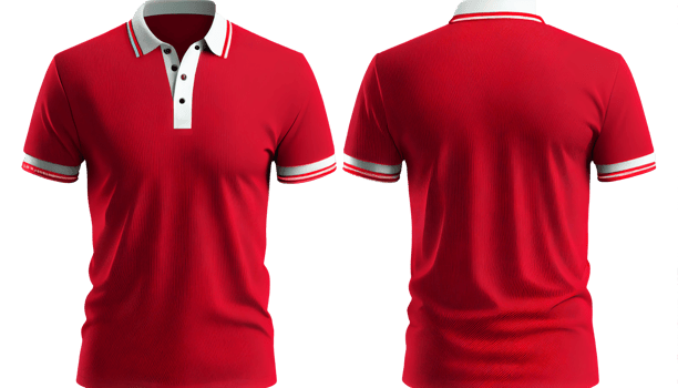 Polo shirt short Sleeve print mockup, 3d render, Front and back, copy space, png