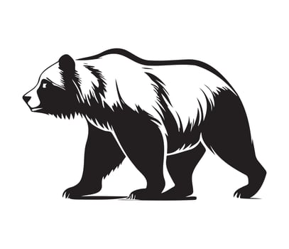 Grizzly bear Face, Silhouettes Grizzly bear Face, black and white Grizzly bear vector
