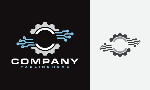 gear circle tech logo vector
