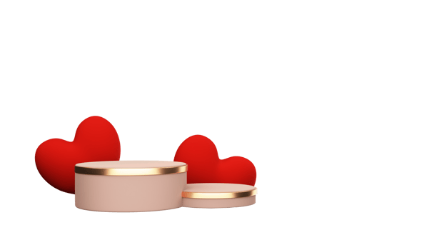 3D Rendering Of Empty Podiums With Red Hearts Element. png