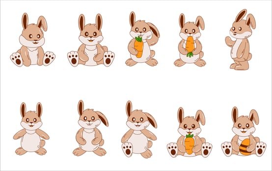 Cute Bunny Illustration Vector Set